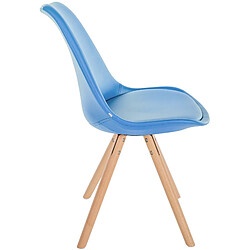 Avis Decoshop26 Chaise de salle à manger x1 style scandinave assise en PVC bleu clair et pieds ronds en bois clair 10_0001436