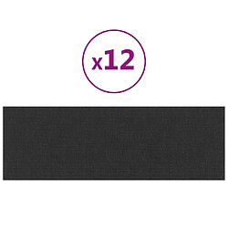 vidaXL Panneaux muraux 12 pcs Noir 90x30 cm Tissu 3,24 m²