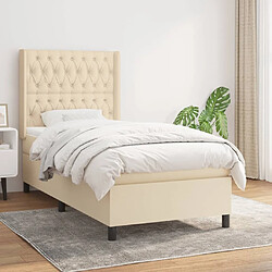 Maison Chic Structures de lit + matelas,Lit à sommier tapissier et matelas pour Chambre Crème 90x190 cm Tissu -MN62460