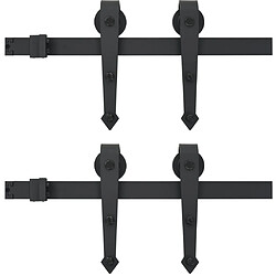 vidaXL Kit de matériel pour porte coulissante 2 x 183 cm Acier Noir