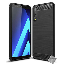 Htdmobiles Coque silicone gel carbone pour Samsung Galaxy A7 (2018) + film ecran - NOIR