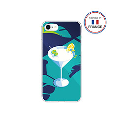 Coque Résine iPhone SE 2022/SE/8/7/6S/6 Cocktail bleu Miroir - Fabriquée en France Bigben