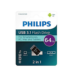 Philips 2 en 1 noir 64GB OTG USB C + USB 3.1