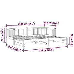 vidaXL Lit coulissant sans matelas noir 2x(90x190) cm pas cher