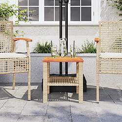 Avis Maison Chic Table de jardin | Table d'extérieur beige 40x40x42 cm résine tressée et bois acacia -GKD36199