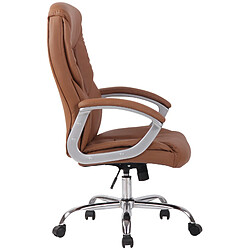 Avis Decoshop26 Fauteuil de bureau XXL jusqu’à 210 kg réglable en hauteur et pivotant PVC marron clair et métal chromé 10_0002391