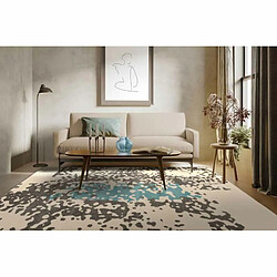 Paris Prix Tapis Tissé Imprimé Naila Crème & Bleu 80 x 150 cm pas cher