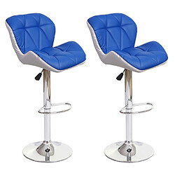 Decoshop26 2x tabourets de bar chaise de comptoir hauteur réglable en synthétique bleu cadre en acier chromé 04_0000112