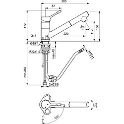 Ideal Standard - Mitigeur évier avec douchette extractible CERALOOK orientable chromé - BC294AA