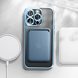 Avis Avizar Coque MagSafe pour iPhone 16 Pro Max Silicone Contour Chromé Bleu Clair