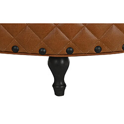 Acheter Pegane Repose-pieds rond en cuir coloris marron -diamètre 94 x hauteur 54 cm