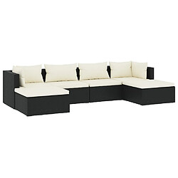 vidaXL Salon de jardin 6 pcs avec coussins Résine tressée Noir