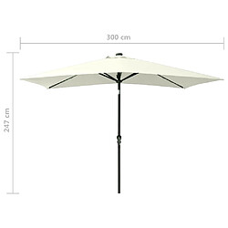 vidaXL Parasol de jardin avec LED et mât en acier sable 2x3 m pas cher