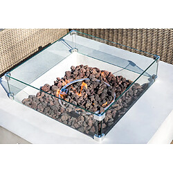 Acheter Braséro à gaz cheminée d'extérieur foyer 88 cm avec raccord écran housse de protection roches de lave Peaktop HF35708AA-EU