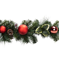 Guirlande Naturel Boules rouges 2m Vert - FEERIC CHRISTMAS