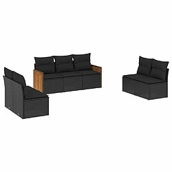 Maison Chic Salon de jardin 7 pcs avec coussins | Ensemble de Table et chaises | Mobilier d'Extérieur noir résine tressée -GKD33235