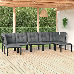 vidaXL Salon de jardin 7 pcs noir et gris résine tressée