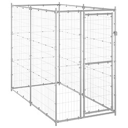 vidaXL Chenil extérieur pour chiens Acier galvanisé 110x220x180 cm