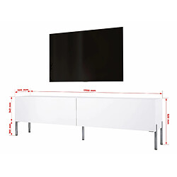 Avis 3XELIVING Meuble TV en couleur Blanc mat avec pieds droits en chrome, D: l : 170 cm, H : 52 cm, P : 32 cm