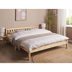 Beliani Lit double en bois de pin clair 180 x 200 cm FLORAC