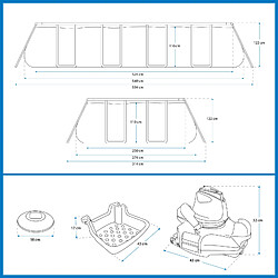 Acheter Pack Piscine Bestway Power Steel Rectangulaire 549x274x122 cm Accessoires d'Entretien de Piscine avec Robot Nettoyeur