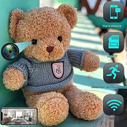 Totalcadeau Ourson en peluche à caméra espion HD 1080P Wifi avec son