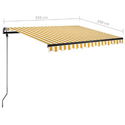 vidaXL Auvent manuel rétractable avec LED 350x250 cm Jaune et blanc pas cher