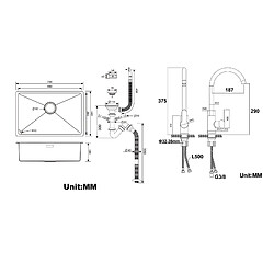 Acheter Auralum MAX Évier Cuisine 1 Bac 70*44*19CM,à Encastrer/Fleur/Sous-Plan,avec Siphon/Trop-Plein+Robinet Cuisine Pivotant à 360° avec Eau Chaude/Froide, Chromé