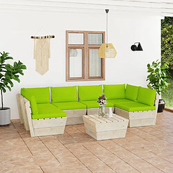 Maison Chic Salon de jardin palette 7 pcs avec coussins - Table et chaises d'extérieur - Mobilier/Meubles de jardin Moderne épicéa imprégné -MN86160