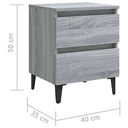 vidaXL Table de chevet avec pieds en métal Sonoma gris 40x35x50 cm pas cher