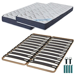 Ebac Matelas mousse + Sommier métal C310 2x90x190 Melior - Hauteur 20 cm - Soutien ferme