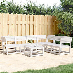 Maison Chic Salon de jardin 6 pcs | Ensemble de Table et chaises | Mobilier d'Extérieur blanc bois de pin massif -GKD64652