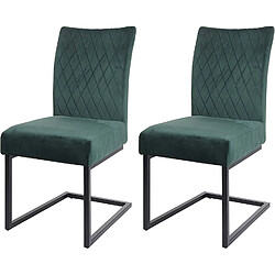 Decoshop26 Ensemble de 2 chaises de salle à manger chaise visiteur en acier design moderne velours thermolaqué vert CDS04489