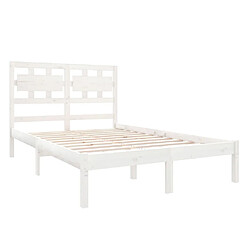 Acheter Maison Chic Lit Moderne Chambre - Cadre/structure de lit pour adulte Blanc Bois massif 120x190 cm Petit Double -MN97568