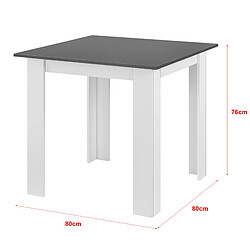 Table de Forme Carrée pour 4 Personnes Table Design pour Salle à Manger Cuisine Salon Panneau de Particules Mélaminé 80 x 80 x 76 cm Blanc Gris Foncé [en.casa]