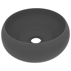 vidaXL Lavabo rond de luxe Gris foncé mat 40x15 cm Céramique