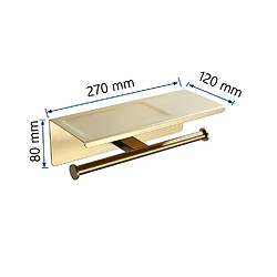 Universal Porte-rouleaux toilettes en acier inoxydable brossé Porte-papier toilette à double anneau - avec plateforme | Porte-papier (or)