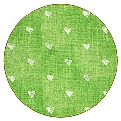 RUGSX Tapis pour enfants HEARTS cercle Jeans, vintage cœurs - vert cercle 100 cm