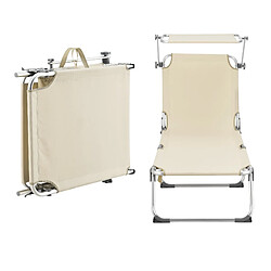 Avis Helloshop26 Transat bain de soleil avec pare-soleil aluminium polyester argenté mat beige 03_0006412