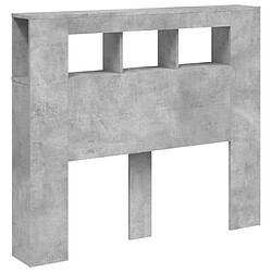 Maison Chic Tête de lit scandinave à LED,meuble de chambre gris béton 120x18,5x103,5cm bois d'ingénierie -MN95291 pas cher