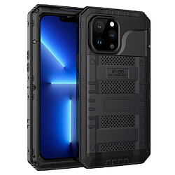 Coque en silicone + métal antichoc, imperméable noir pour votre iPhone 13 Pro Max 6.7 pouces