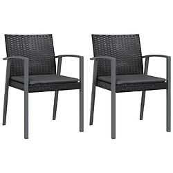 vidaXL Chaises de jardin et coussins lot de 2 noir 56,5x57x83 cm rotin