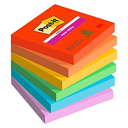 Notes couleurs Playful Super Sticky Post-it 76 x 76 mm - bloc de 90 feuilles - Lot de 12