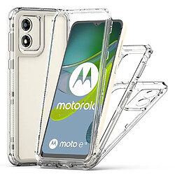 Htdmobiles Coque pour Motorola Moto E13 - housse etui silicone gel fine 360 integrale (avant et arriere) + film ecran - TRANSPARENT