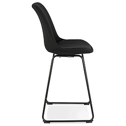 Avis Alterego Tabouret snack mi-hauteur 'RIGO MINI' en tissu noir et pieds en métal noir