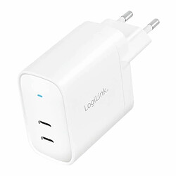 LogiLink USB-Steckdosenadapter, 2x USB-C PD, weiß, 40 Watt ausgestattet mit Power Delivery (PD) & GaN Technoligie, - 1 Stück (PA0282)