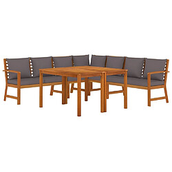 Avis Maison Chic Ensemble à manger d'extérieur 7 pcs avec coussins,Salon de jardin,Mobilier de jardin Bois acacia -GKD880975