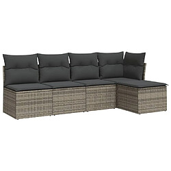 Maison Chic Salon de jardin 5 pcs avec coussins | Ensemble de Table et chaises | Mobilier d'Extérieur gris résine tressée -GKD55646