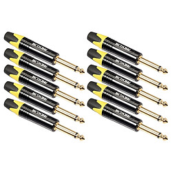 Wewoo 10 Adaptateur audio pour soudage audio mono PCS TC202 6.35mm 6.35mm Jaune