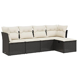 Maison Chic Ensemble de 5 Tables et chaises d'extérieur avec coussins,Salon de jardin noir résine tressée -GKD589503